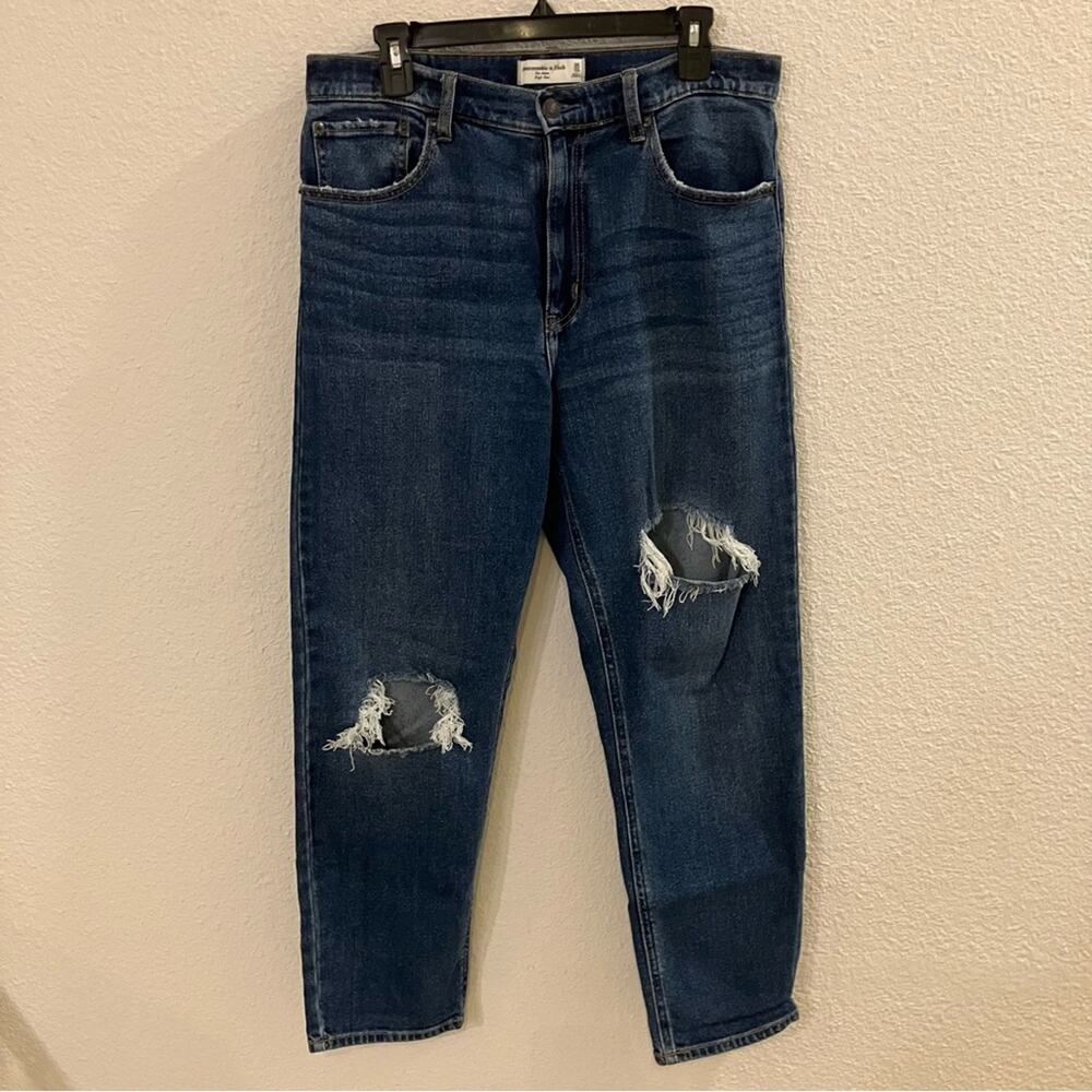 Abercrombie & Fitch Women 's Dark Blue The Mom High Rise Jeans